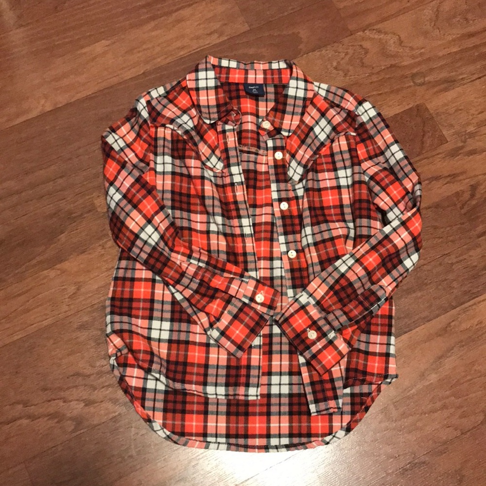 GAP girls plaid button down shirt